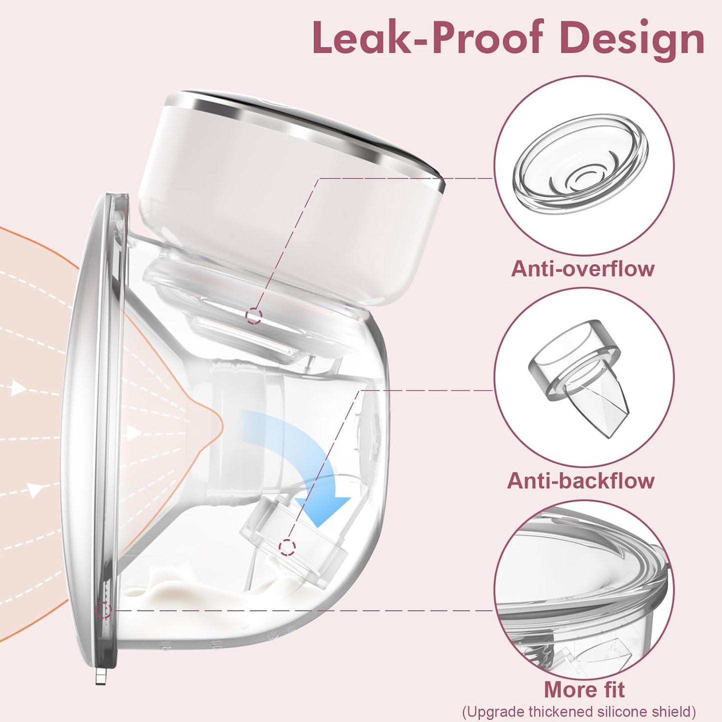Wearable Breast Pump Hands Free of Longer Battery Life & LED Display