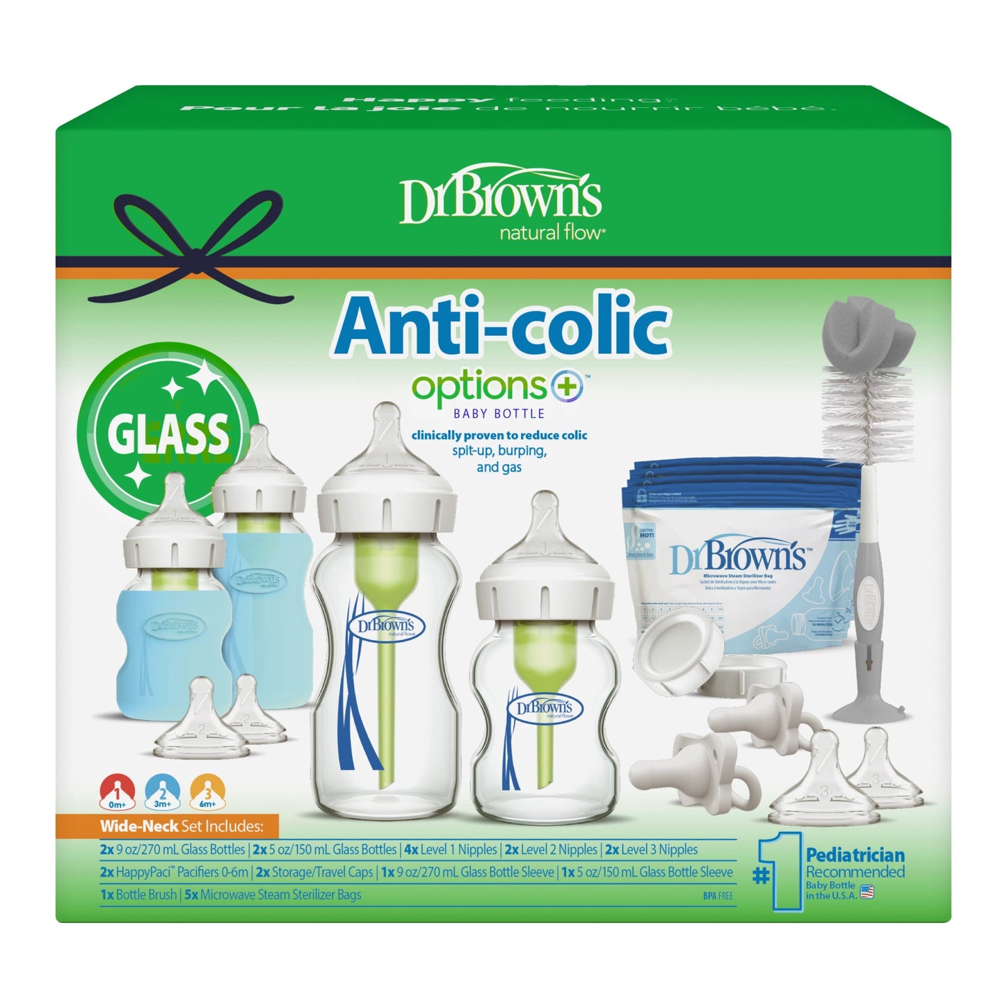 Options+ Wide-Neck Glass Bottle Starter Set