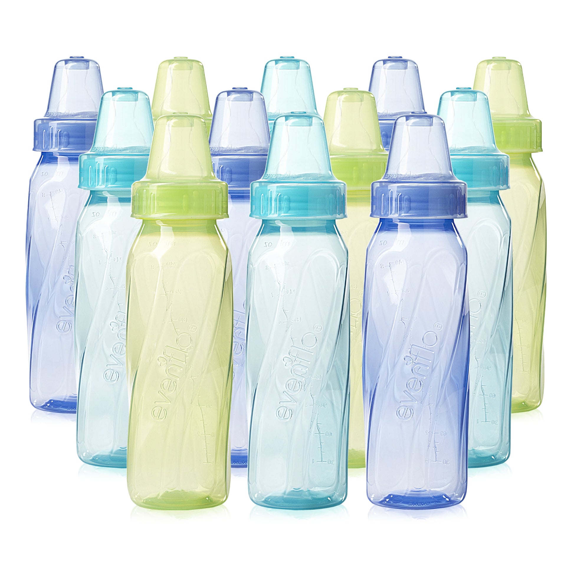 Classic Tinted Plastic and Silicone Baby Bottles 8Oz - 12 Pack