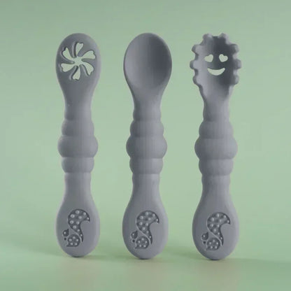 3PCS Silicone Spoon Fork for Baby Utensils Set Feeding Food Toddler 