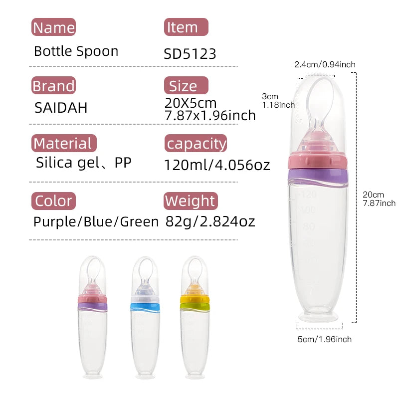 120 Ml/4Oz Infant Baby Liquid Silicone Food Squeeze Feeder