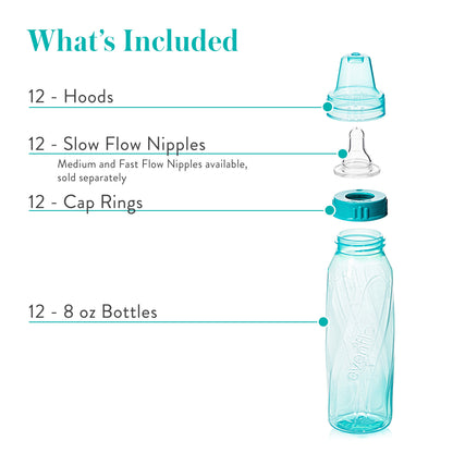 Classic Tinted Plastic and Silicone Baby Bottles 8Oz - 12 Pack